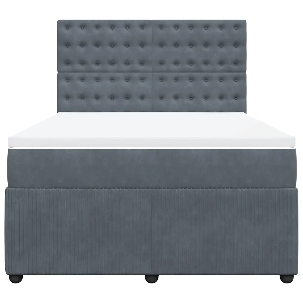 Giroletto a Molle con Materasso Grigio Scuro 140x190 cm Velluto 3292347