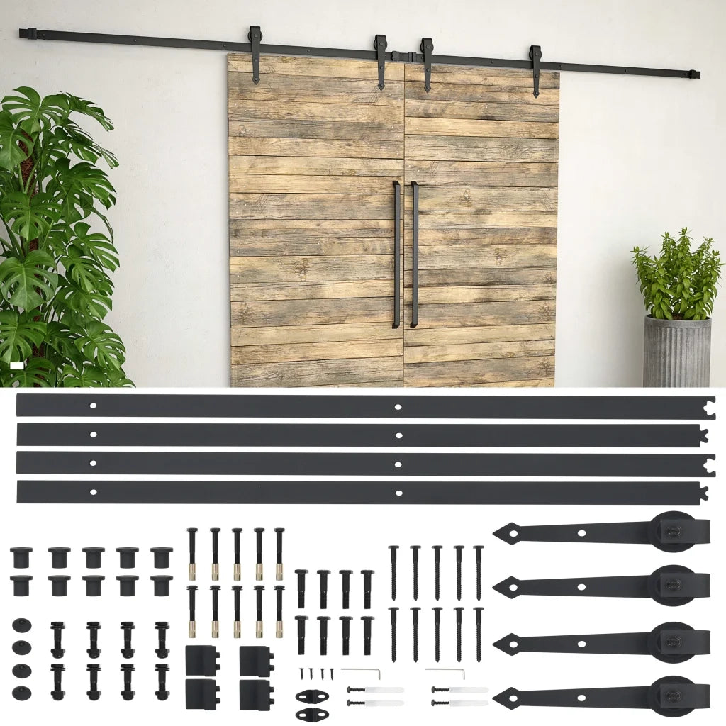 Kit di Binari per Porte Scorrevoli 2x183 cm in Acciaio Nero CFW4797260