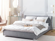 Letto 160 x 200 cm Tessuto a doghe in tessuto grigio contemporaneo
