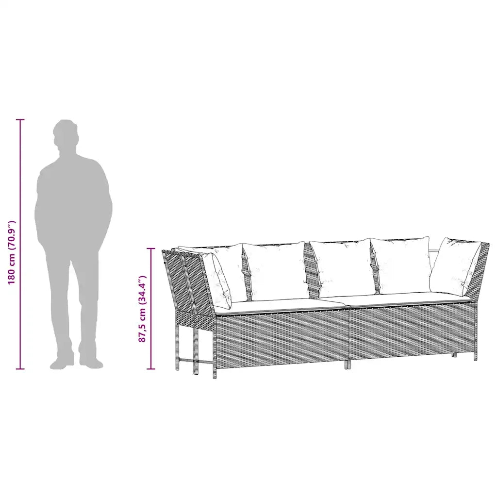 Divano da Giardino con Cuscini in Polyrattan Marrone 4104129