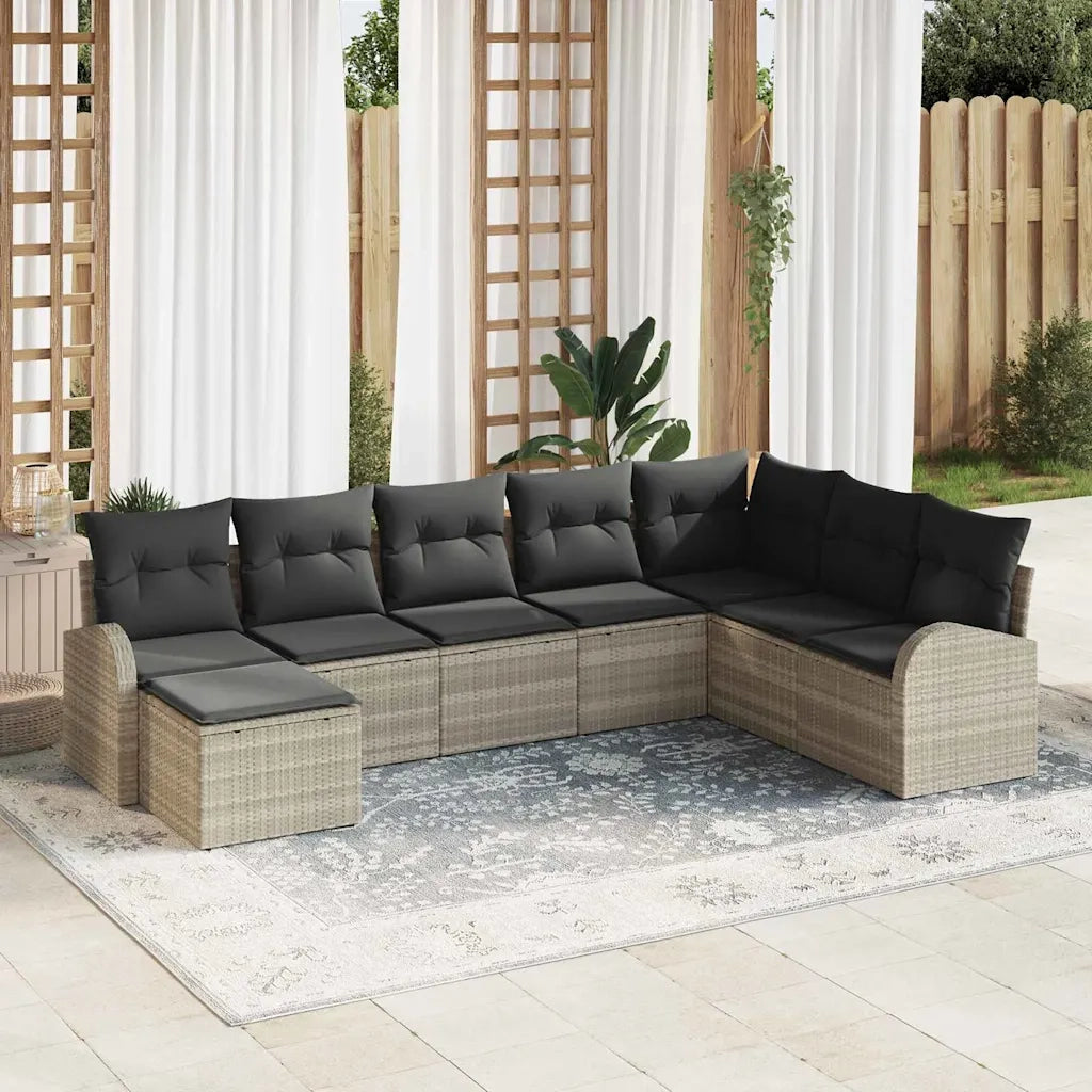 Set Divano da Giardino 8 pcs Grigio chiaro Poly Rattan 3346162