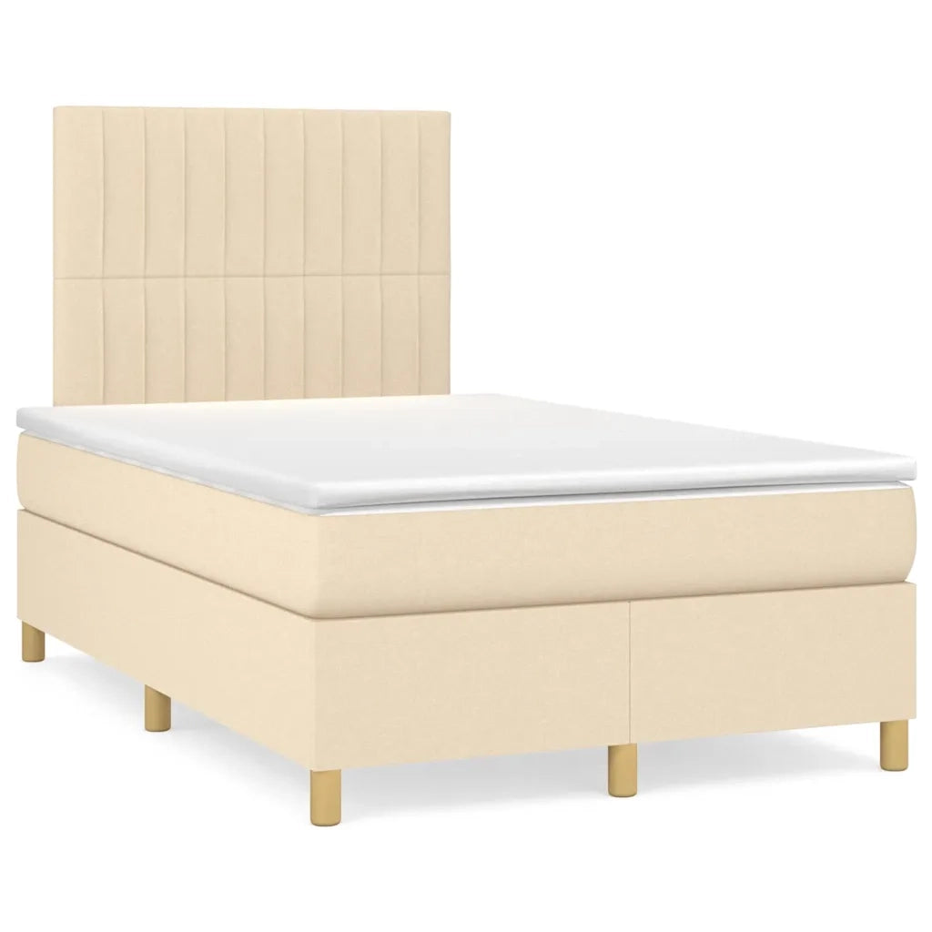 Letto a Molle con Materasso e LED Crema 120x190 cm in Tessuto 3270265