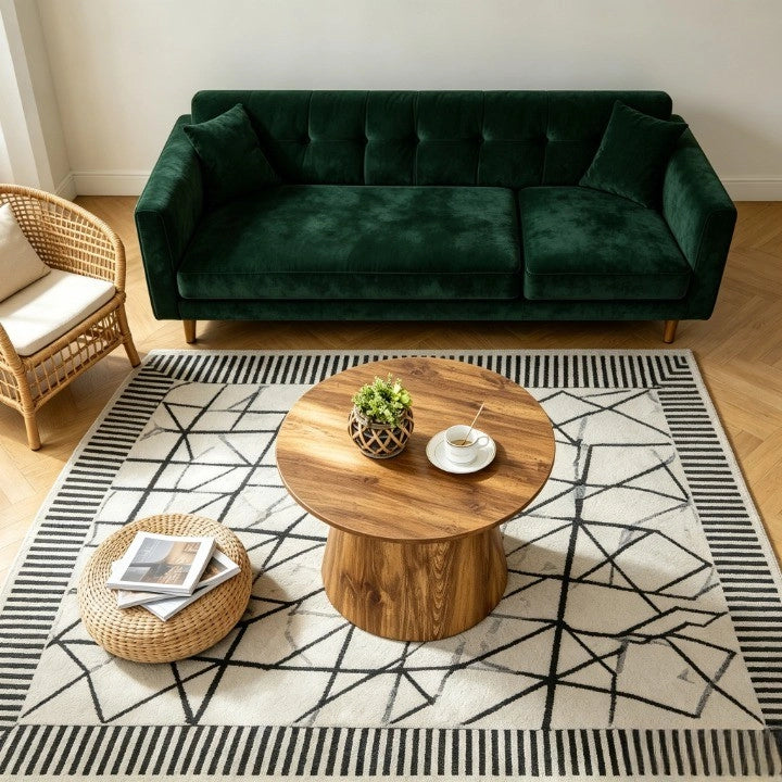 Tavolino rotondo effetto legno in MDF, diametro 60 cm e altezza 35 cm
