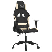 Sedia da Gaming | Sedia da e-sports Nero e Crema in Tessuto