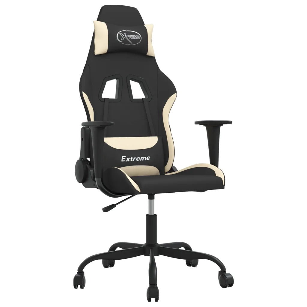 Sedia da Gaming | Sedia da e-sports Nero e Crema in Tessuto