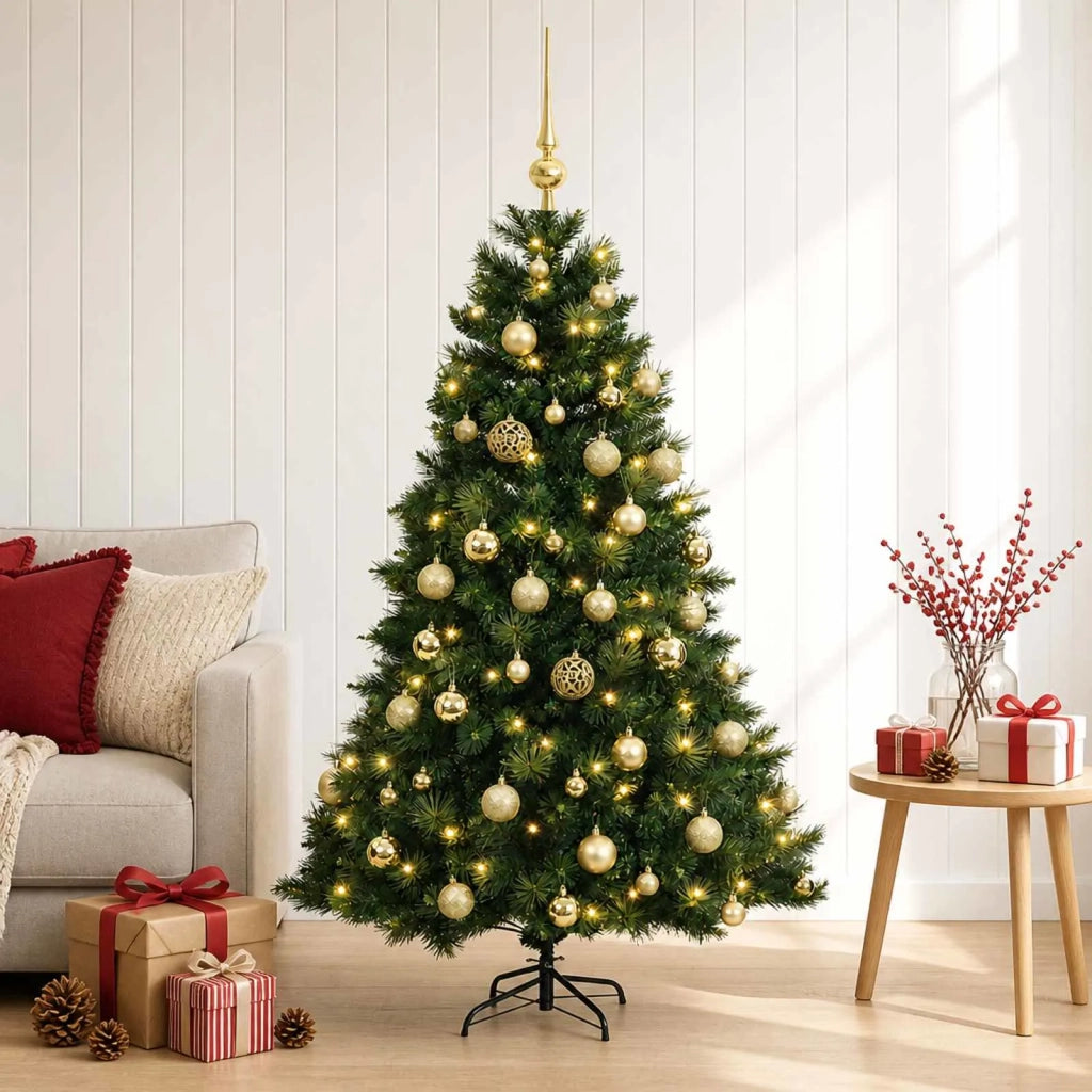 Albero di Natale artificiale con palline 120 cm 150 LED 3465663