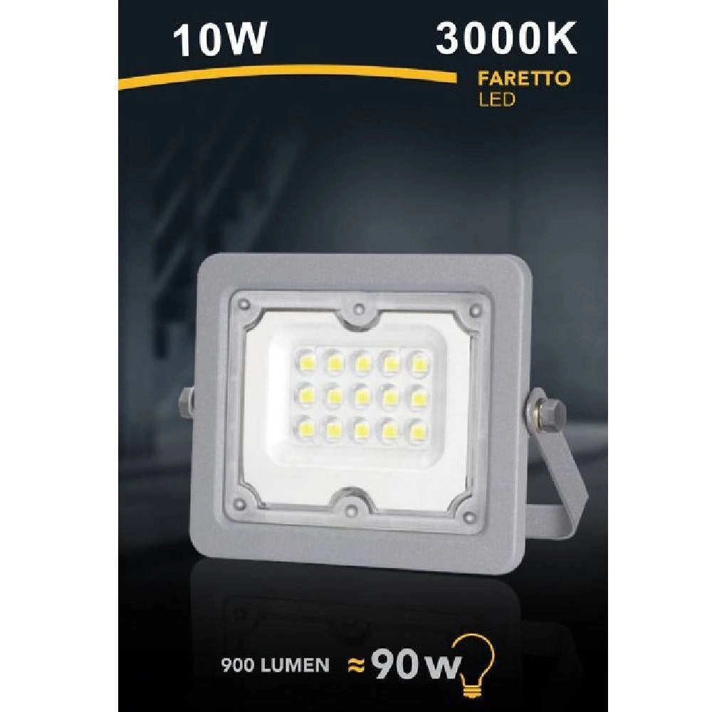 Trade Shop - Faro Led 10 W Ultra Slim Grigio Esterno Ip65 Luce Fredda Naturale Calda Fs10w-g - -bianco Caldo      -