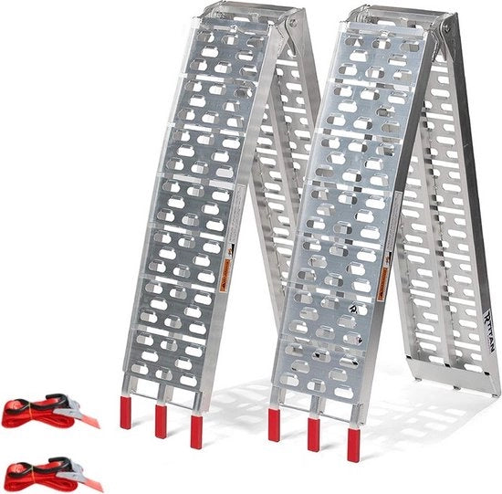 Piastra di carico rigida in alluminio – Set da 2 pezzi - Argento – 680 kg di capacità di carico per coppia - Ripiegabile - Acciaio zincato - antiscivente - lampada di carreggiata per ferro di traino piastra di carico