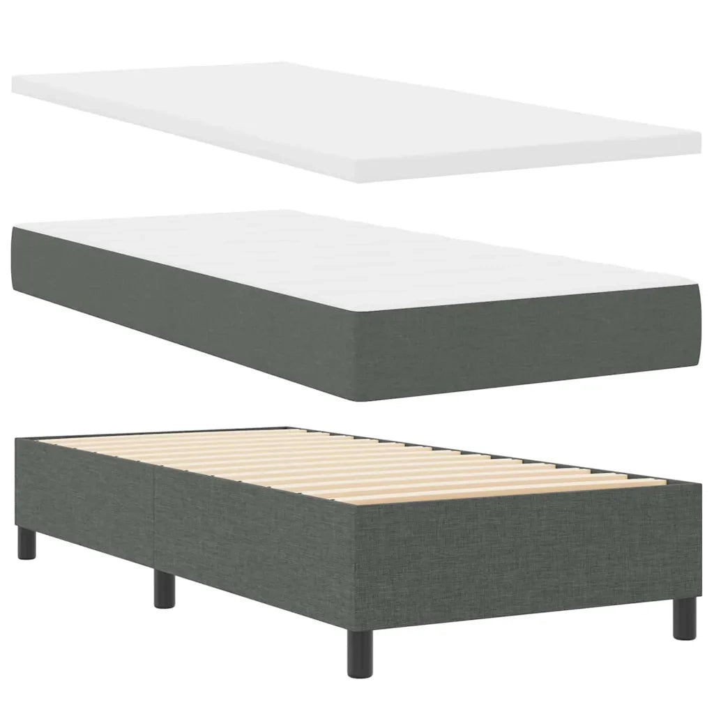 Letto a molle con materasso Grigio scuro 80 x 200 cm Tessuto
