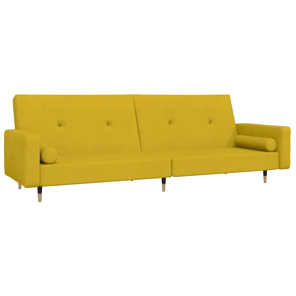 Divano letto | Sof¨¤ letto | Letto singolo a 2 Posti con 2 Cuscini Giallo in Velluto