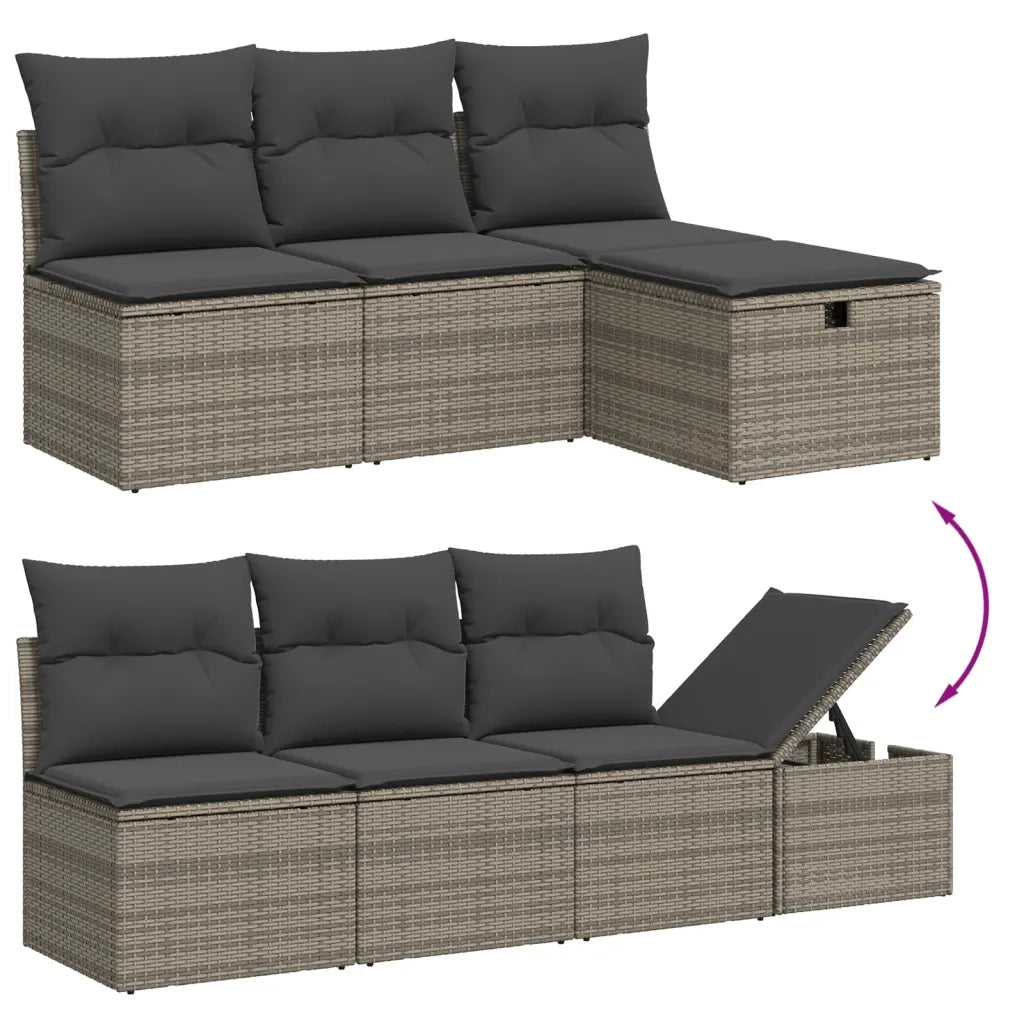 Set Divano da Giardino 8 pz con Cuscini Grigio in Polyrattan 3264466