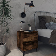 Comodini con Gambe in Legno Massello 2pz Rovere Fumo 40x30x50cm 813129