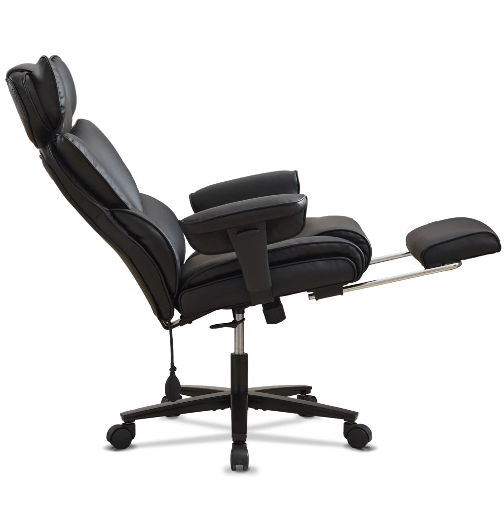 Sedia da ufficio reclinabile ergonomica nera con supporto lombare