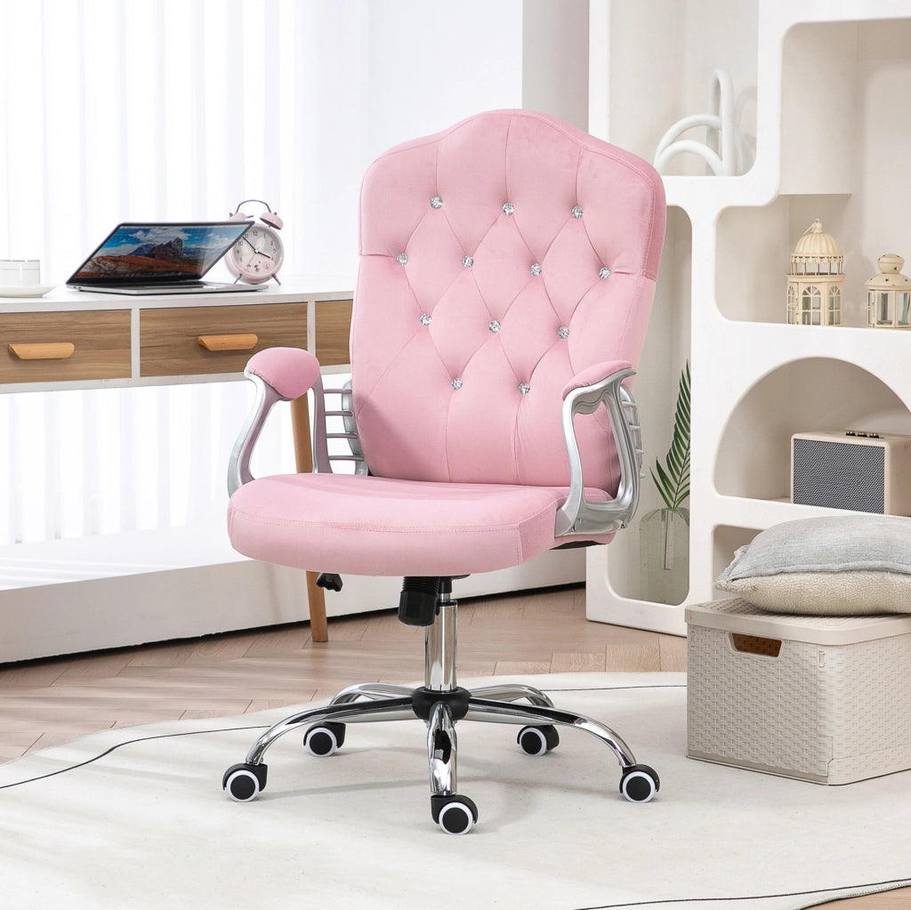 Sedia da ufficio ergonomica rosa con funzione dondolo, altezza regolabile, portata 120 kg