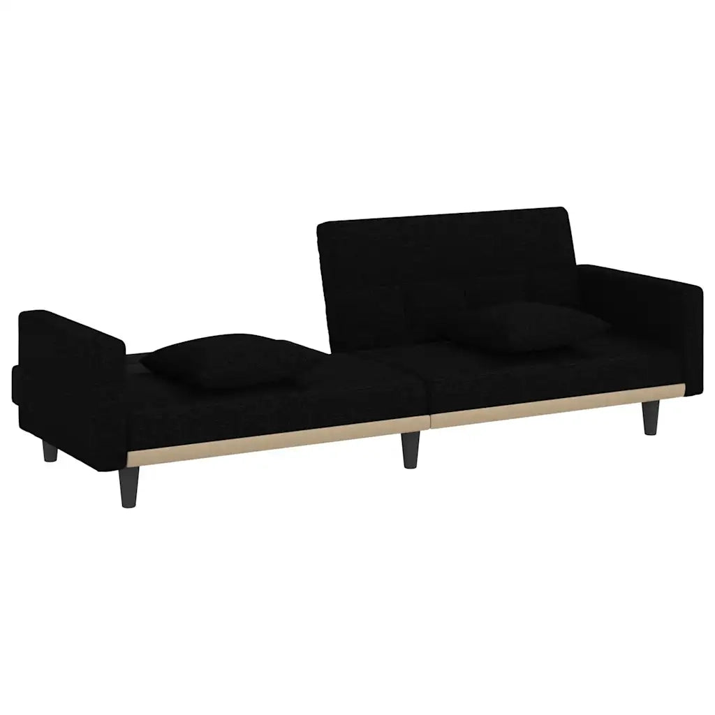 Divano letto | Sof¨¤ letto | Letto singolo con Cuscini Nero in Tessuto