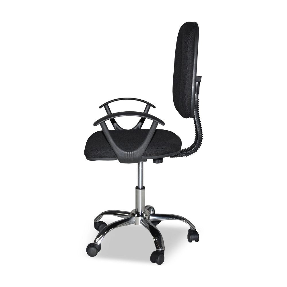 Poltrona da ufficio con ruote CR131 in tessuto nero e base cromata