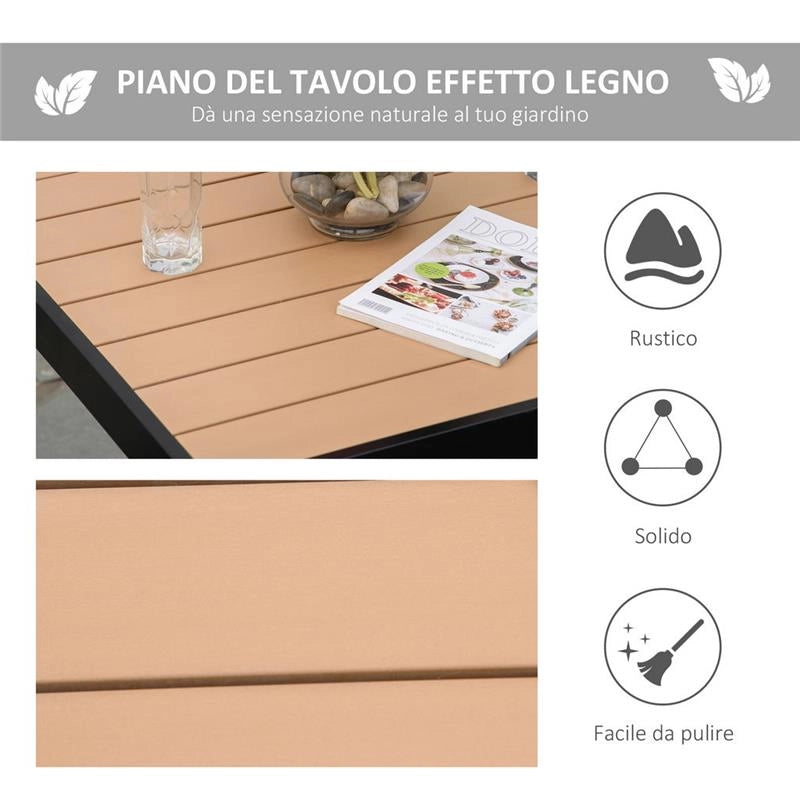 TAVOLO DA GIARDINO PER 4 PERSONE IN ALLUMINIO E PLASTICA 80X80X74 CM NERO