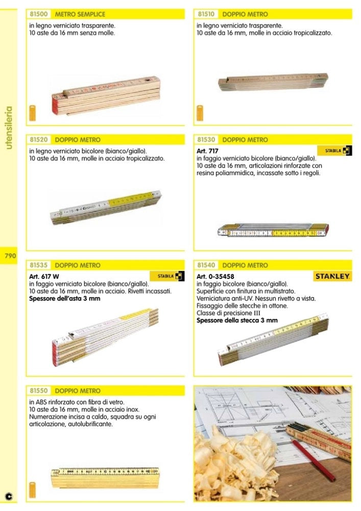 10pz doppio metro bianco/giallo "stabila" /717 10 aste da 16 mm cod:ferx.25459