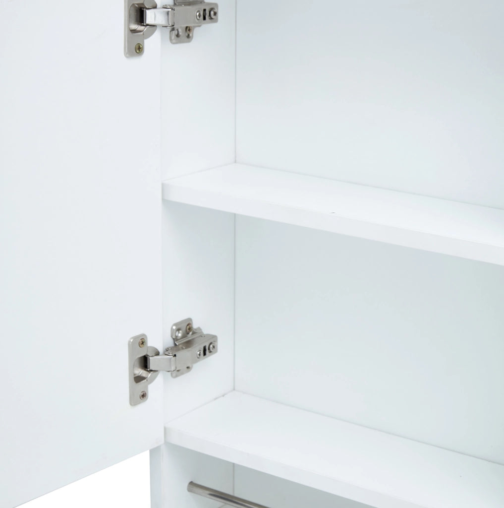 Specchiera da bagno bianca in MDF con vani a giorno