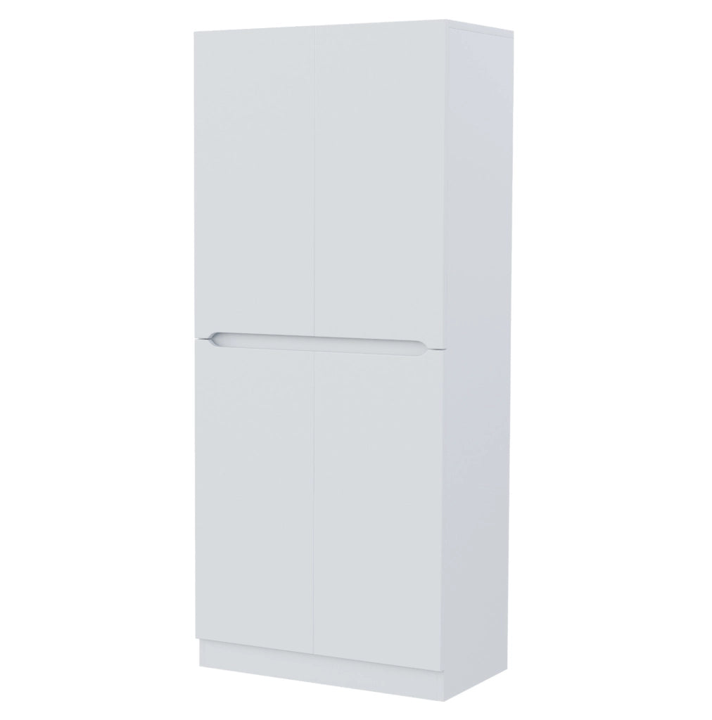 Armadio Bianco 70x40x170 cm con Doppi Ante, Ripiani e Staufach Laterale