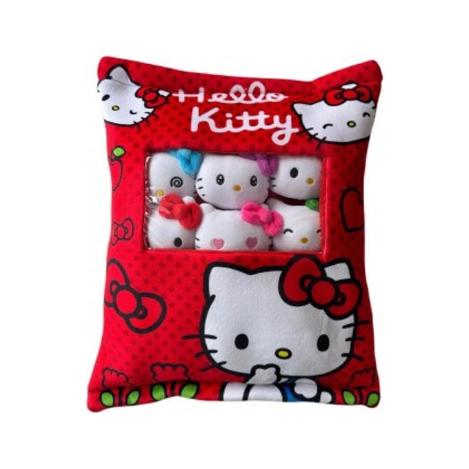 Hello Kitty 3700891705554 Cuscino Peluche con 6 Mini Peluche 30x38 cm Poliestere