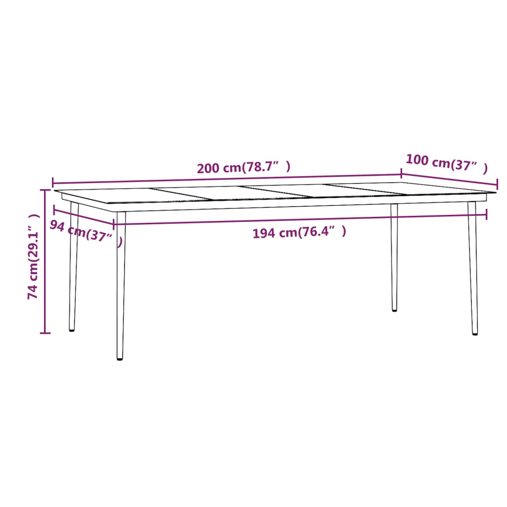 Set da Pranzo da Giardino con Cuscini 9 pz Marrone e Nero 3099322