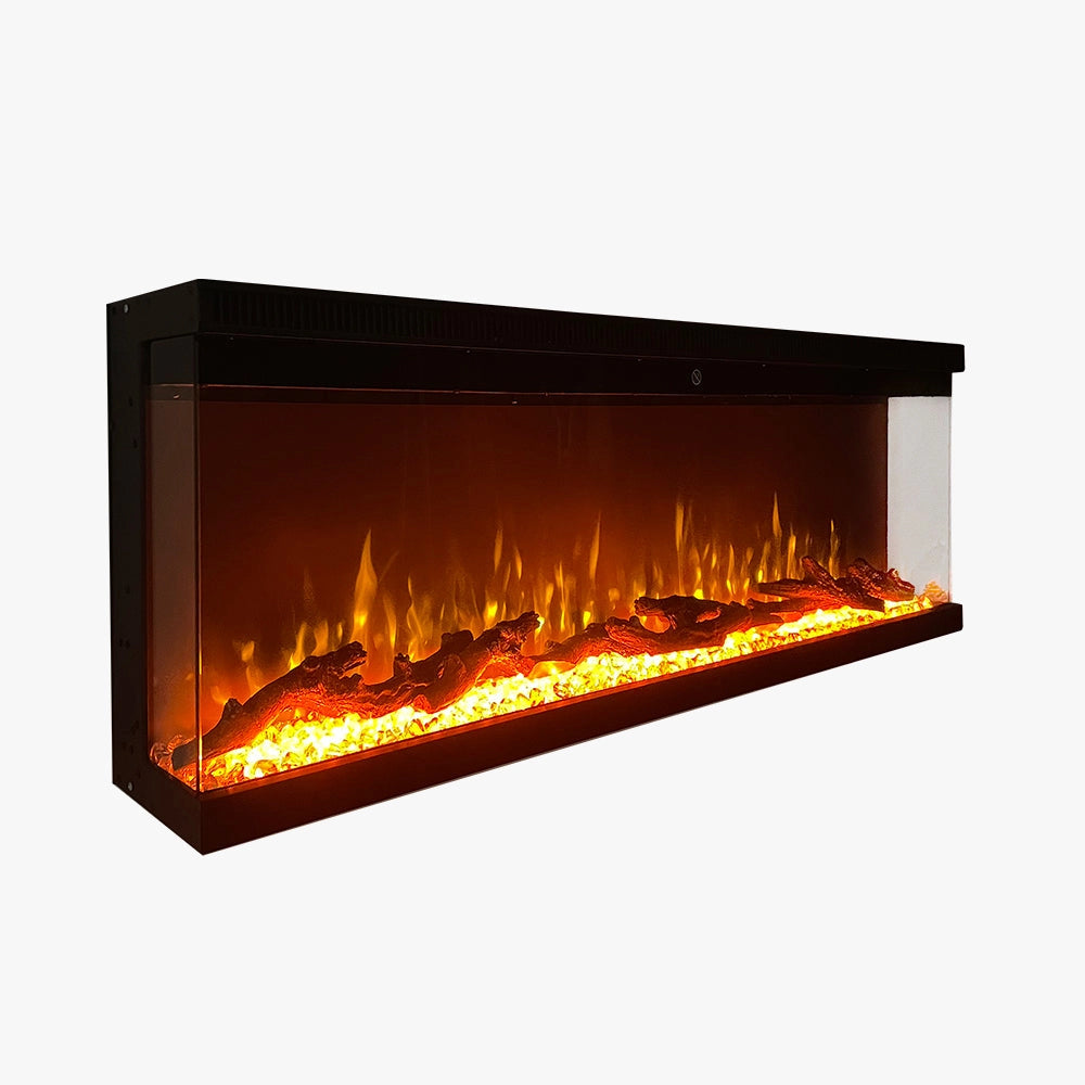 Camino elettrico da parete caminetto a incasso 3 Lati BOSTON130 L127 x P20 x H44