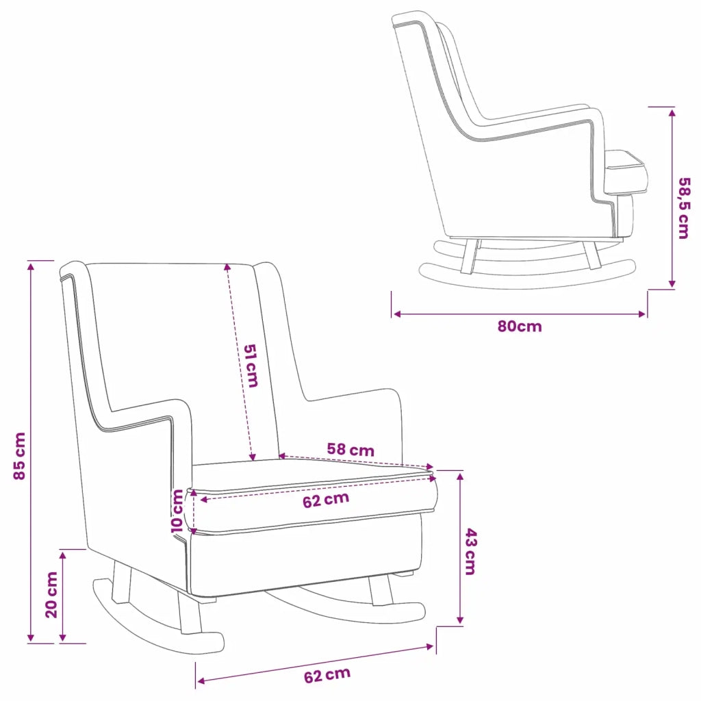 Sedia a dondolo Grigio Scuro 62 x 80 x 85 cm Bouclé 42029973