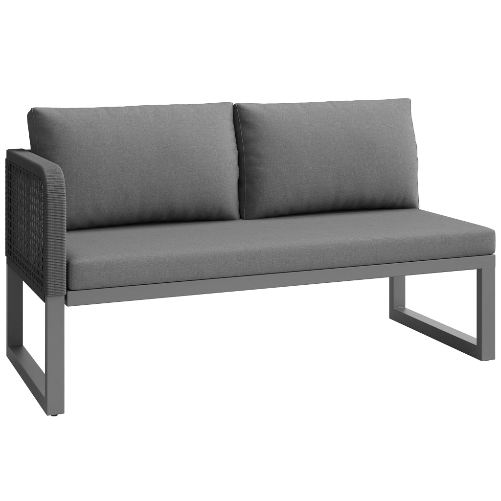 Set lounge da giardino modulare 5 pezzi in rattan PE grigio con tavolo