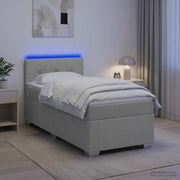 Letto con Box Spring, Materasso e LED Grigio Chiaro Singolo 3452038