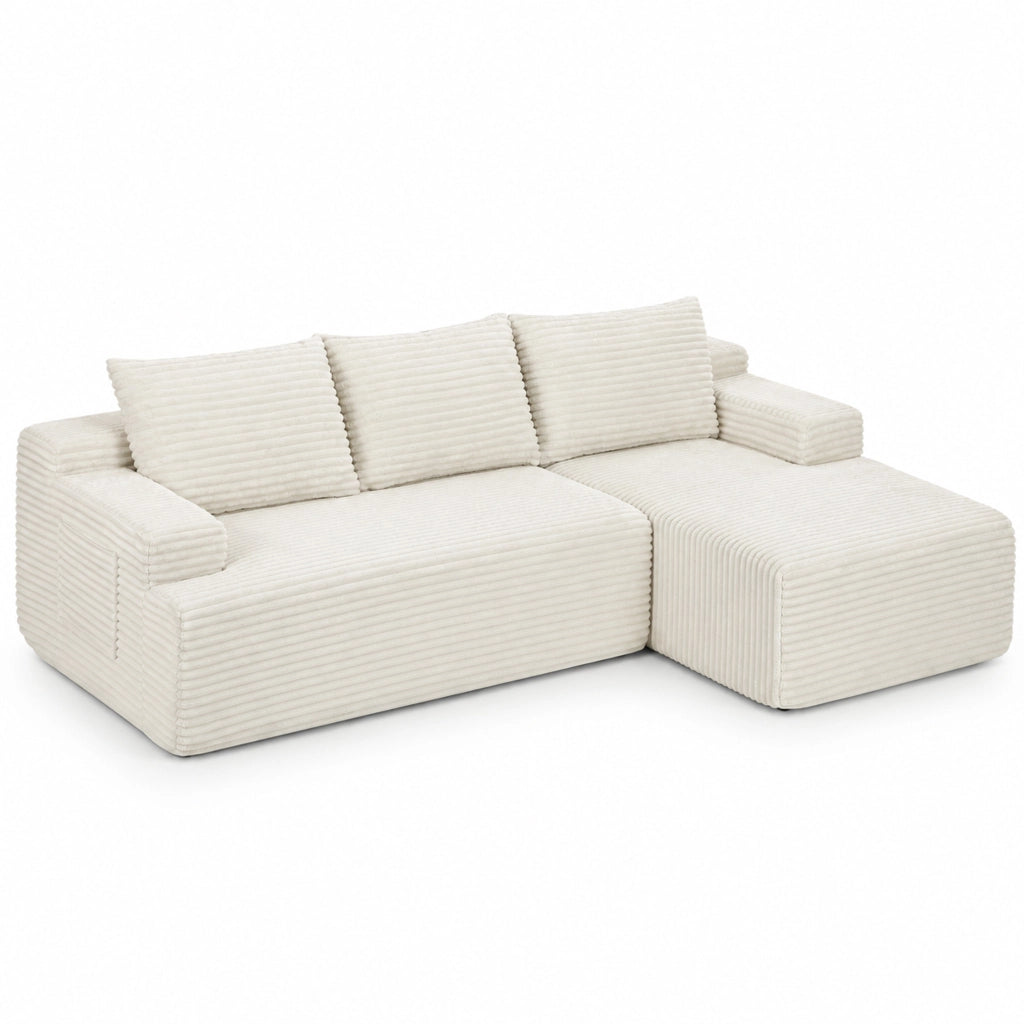 Divano senza montaggio in velluto a coste beige