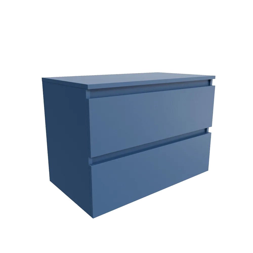 Mobile bagno sospeso 70cm due cassetti alby blue con top | Hexa