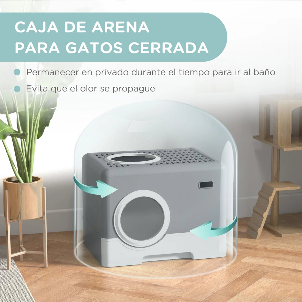 Arenero per Gatti con Vassoio Estraibile ¨C Minimal ¨C 52x41x38,5 cm Grigio