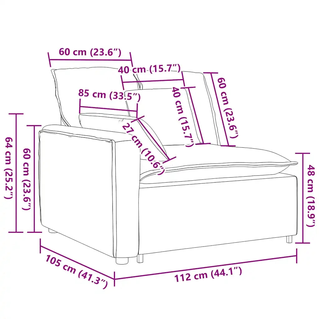 Modulo Terminale Bracciolo Divano Modulare con Cuscini 100 cm CFW5126968