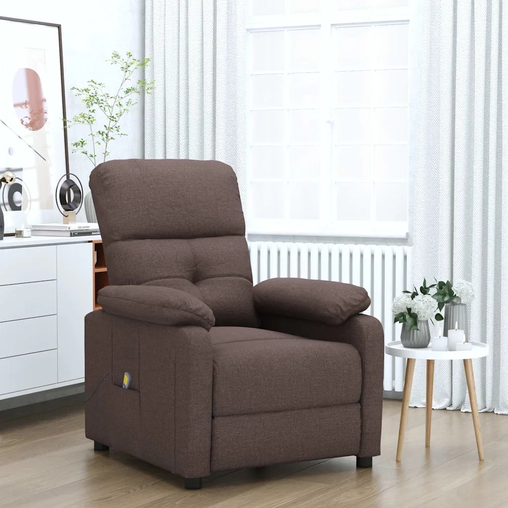 Poltrona Massaggiante Marrone Scuro in Tessuto 289677