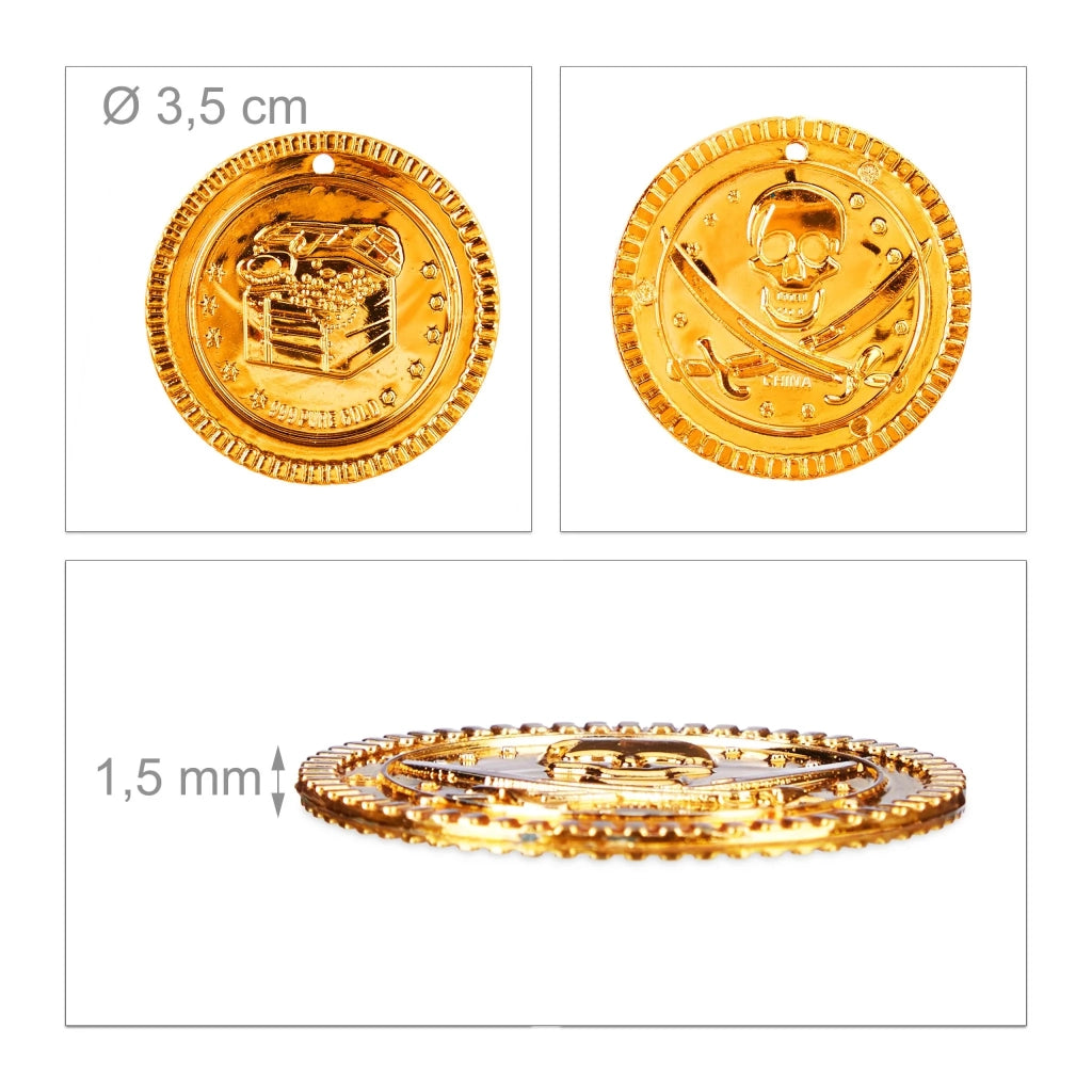 Lotto di 288 monete dorate decorative compleanno bambino 3,5 cm in PP oro 13_0004325