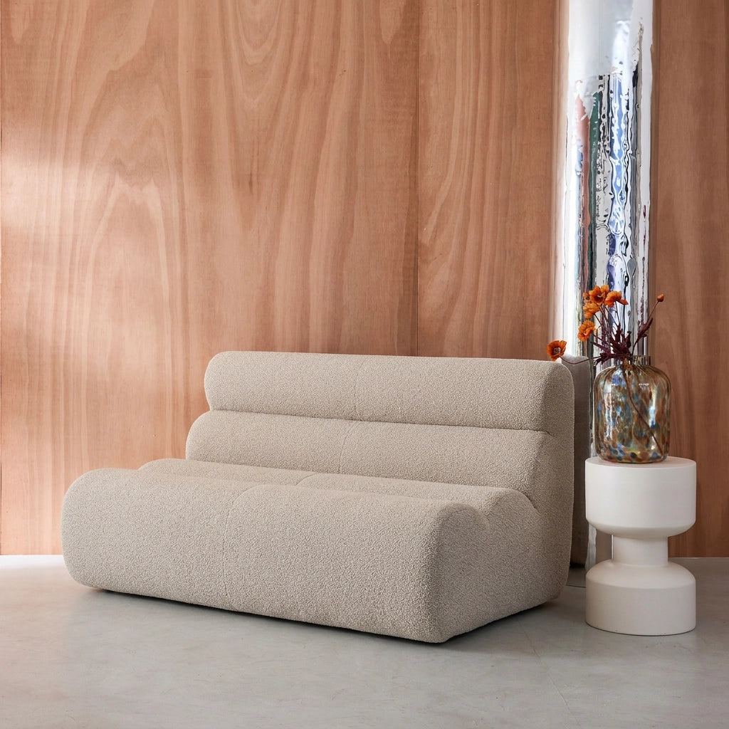 Poltrona bouclé strutturata, 2 posti, beige
