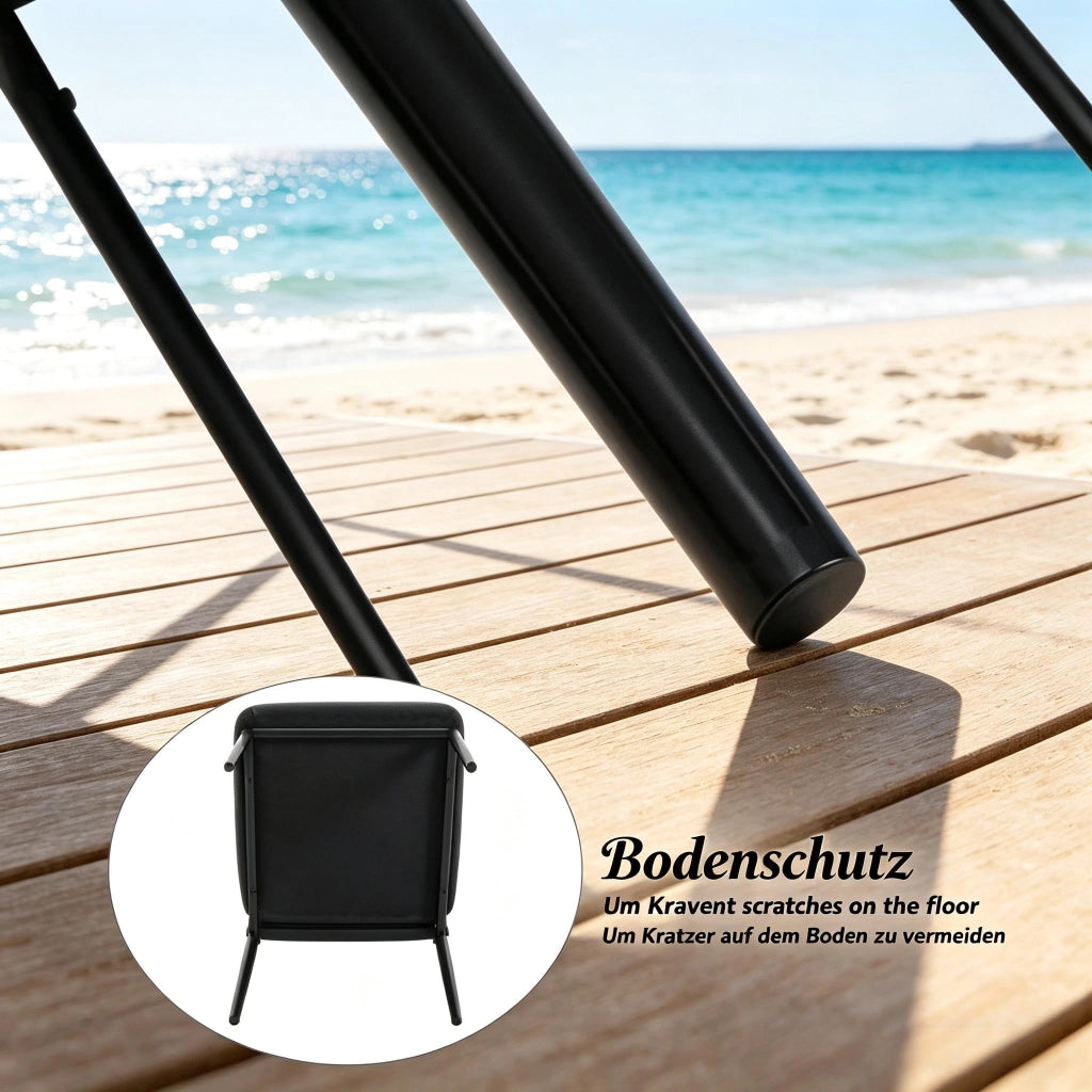 Sedia da Pranzo Set da 4 con Schienale Alto Design Ergonomico Salvaspazio in Similpelle Nero