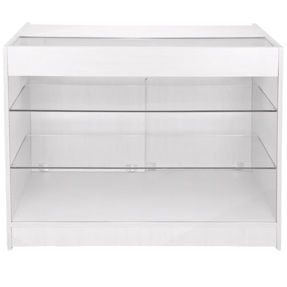 Bancone K1200 Bianco da Negozio e Reception Elegante Solido Robusto con Ripiani