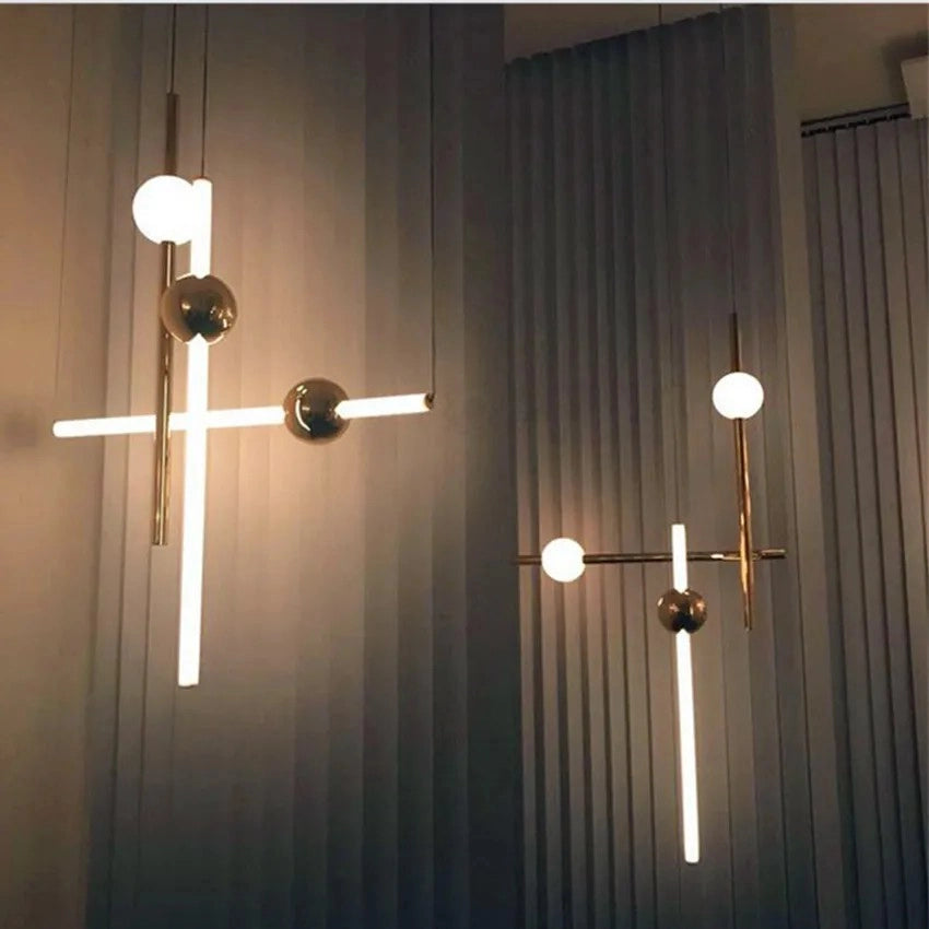 Lampada Da Soffitto Pensile Lungo Led Bianco Oro App476-cp