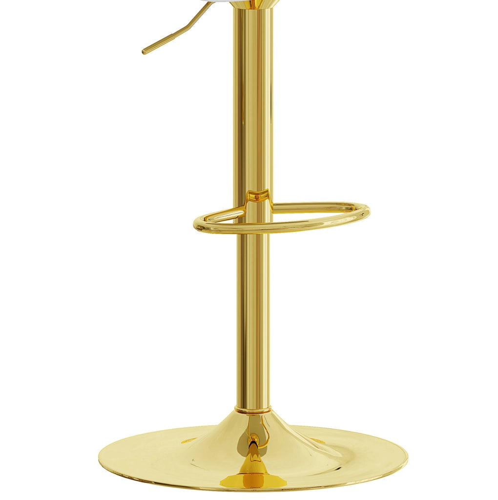 Set 2 sgabelli da bar regolabili e girevoli 360° in PU bianco e metallo dorato HOMVRA