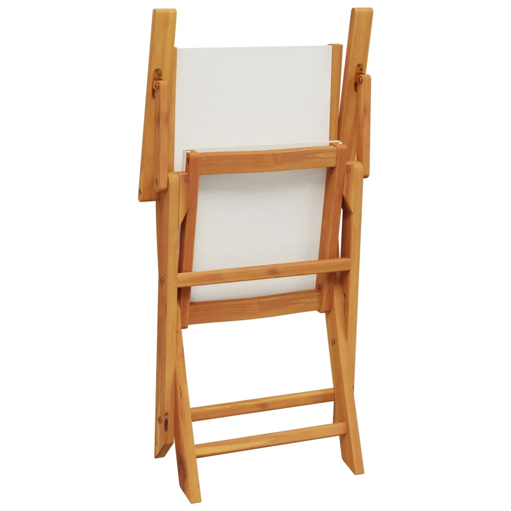 Set Pranzo da Giardino 5pz | Set Salotto da Giardino Crema in Tessuto e Legno Massello