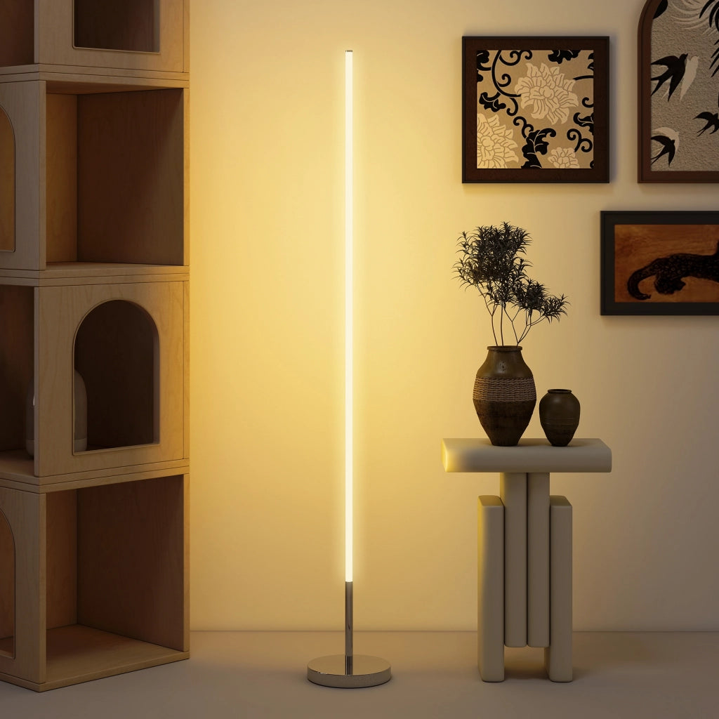 Lampada da terra LED regolabile telecomando interruttore a piede ¨C Minimal ¨C 20x150cm argento