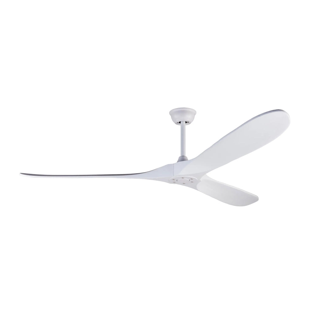 Ventilatore da soffitto 70 pollici bianco, design moderno, 3 pale in legno massello, senza luce, con telecomando, 6 velocità reversibili e memoria