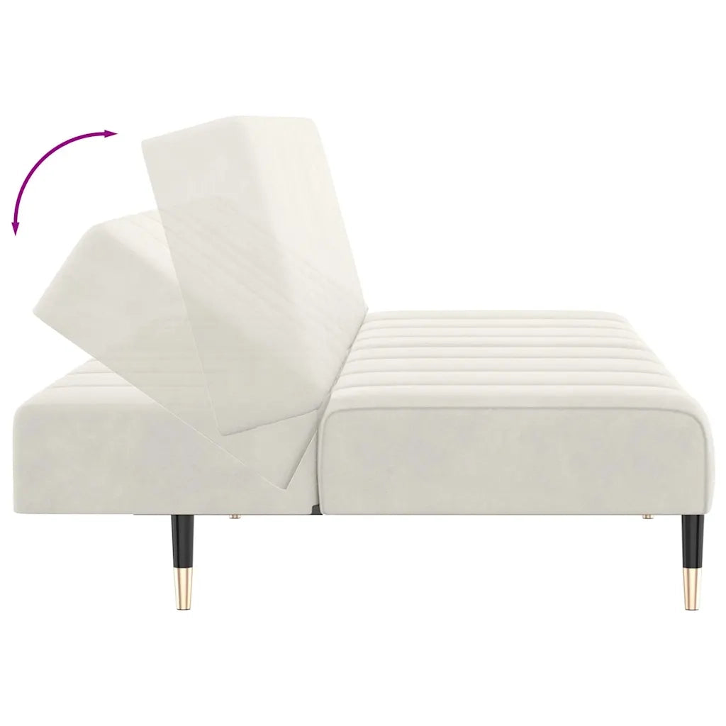 Divano letto | Sof¨¤ letto | Letto singolo a 2 Posti Crema in Velluto