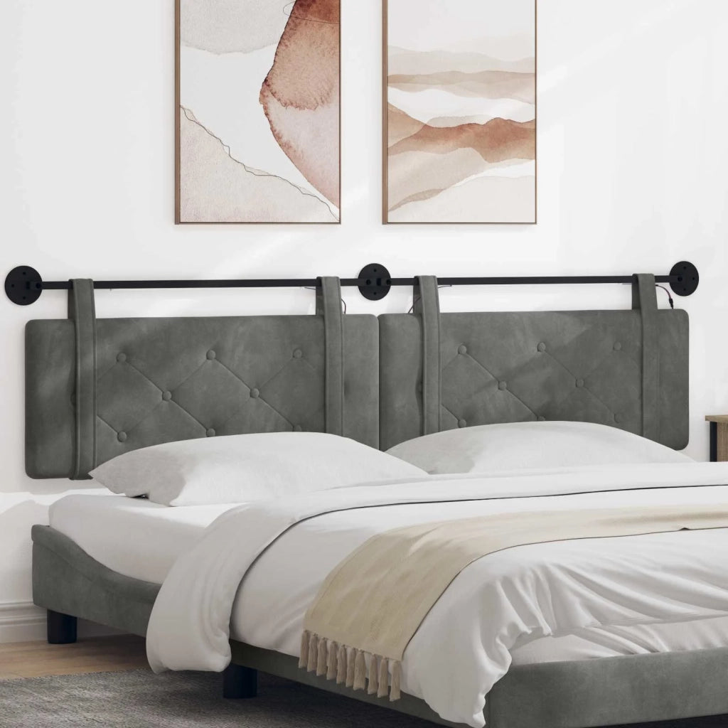 Testiera | Testata sospesa Con luce LED Grigio Scuro Velluto