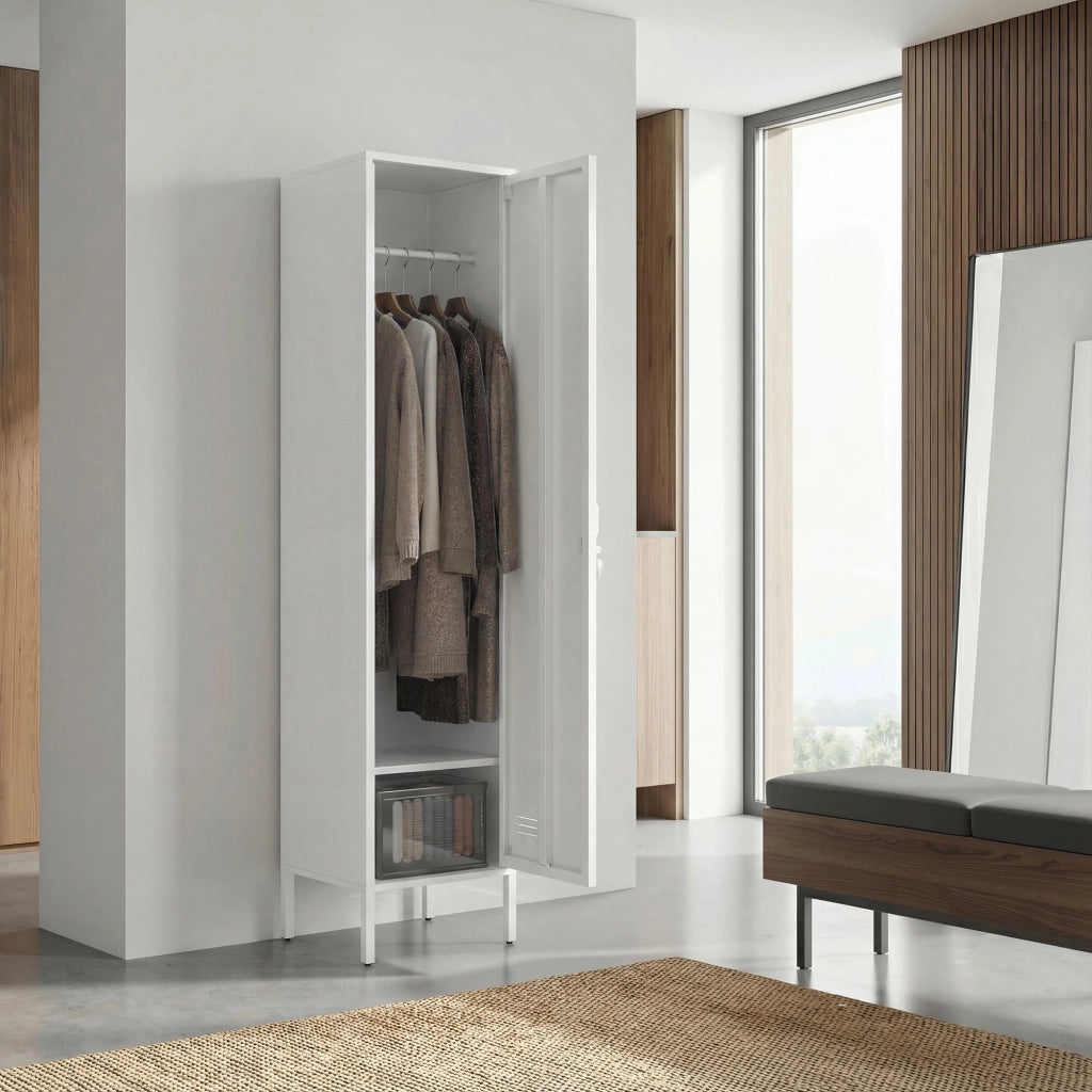 Armadio Metallico Appendiabiti con Porta e Ripiani ¨C Xylo ¨C Bianco 40x40x179 cm