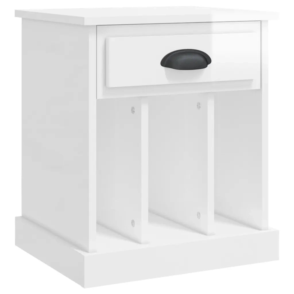 Comodino | Armadio da Notte | Mobiletto da notte Bianco Lucido 43x36x50 cm