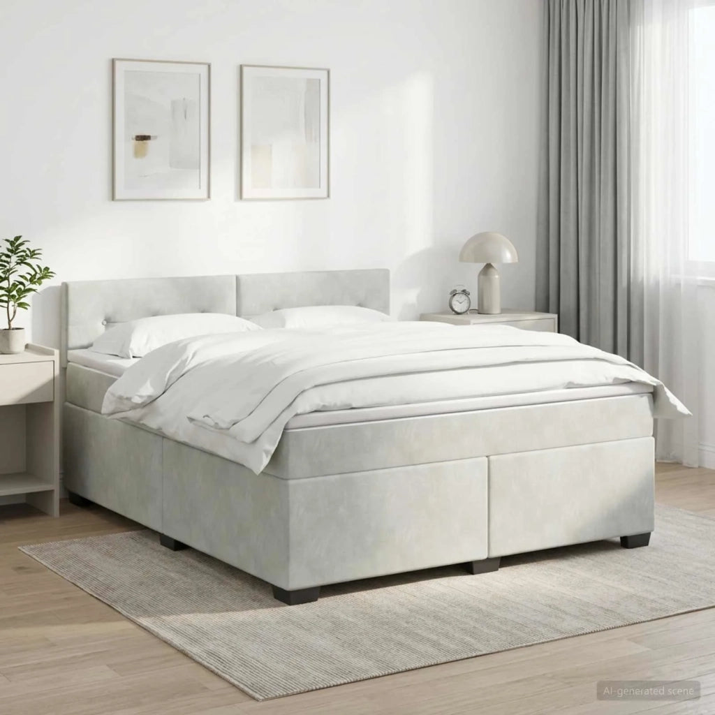 Letto con Box Spring, Materasso e LED Grigio Chiaro Velluto 3452174