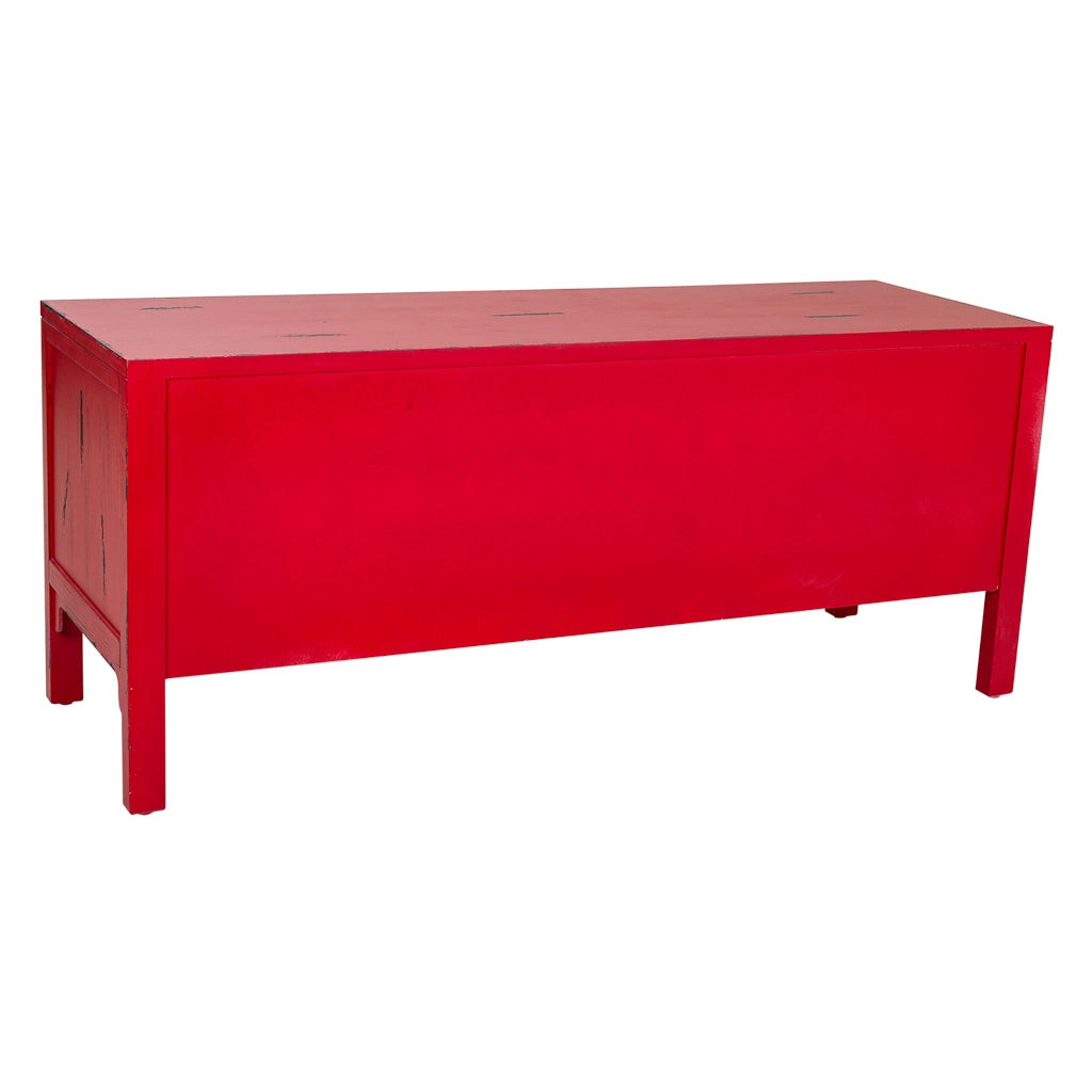 Mobile base in legno rosso 120x40x50h